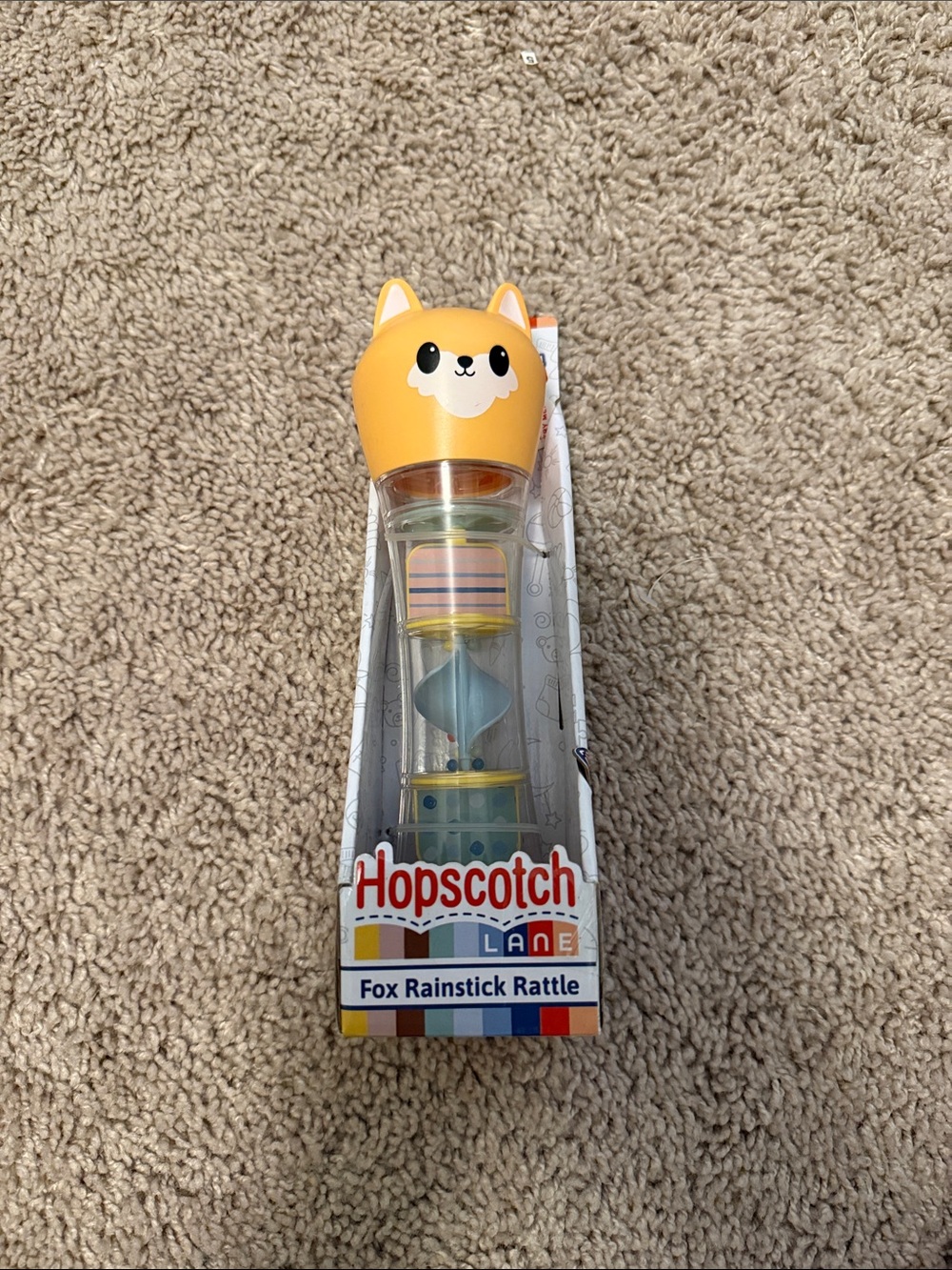 Hopscotch Lane Fox Rainstick Rattle - Yellow Fox -NWT